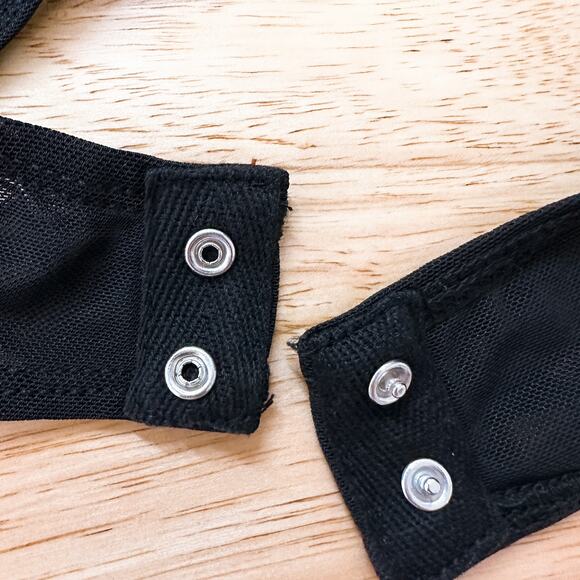 Socialite Satin Lace Sleeveless Bodysuit Racer Back Tank Top Black Blue S NWT - Picture 10 of 13